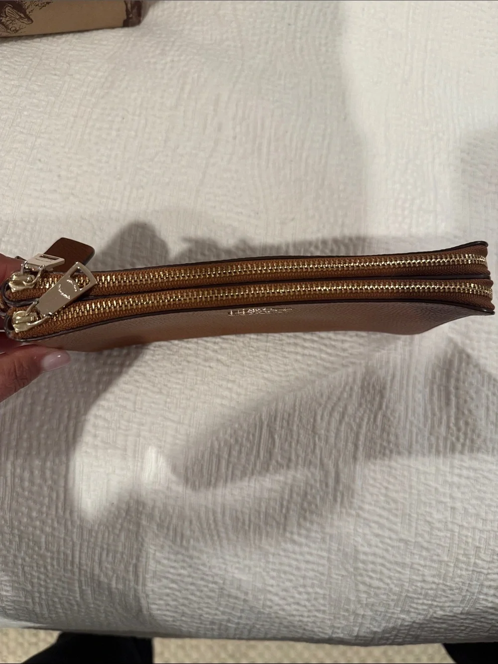 Coach Chestnut Pebbled Leather Wristlet